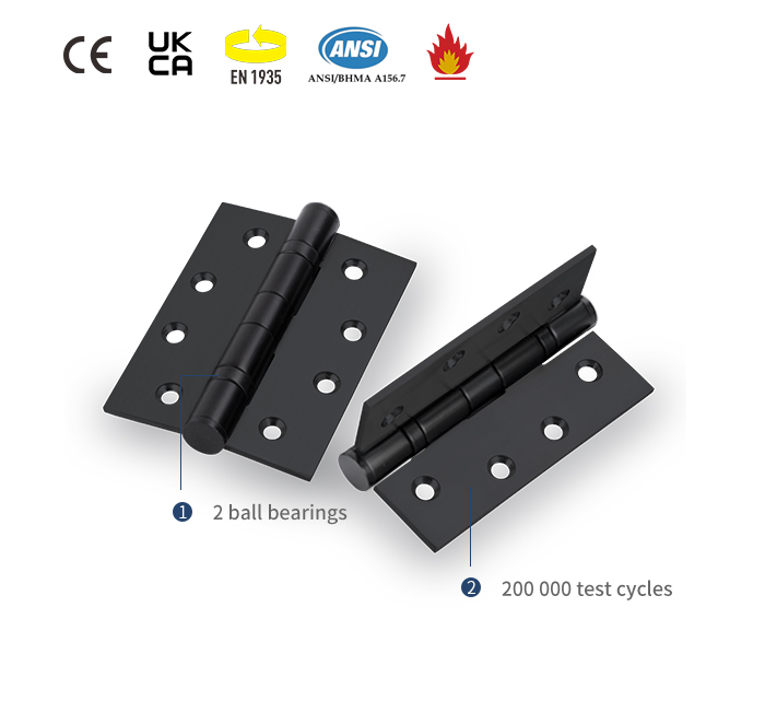 Detalles de bisagras de puerta en negro mate