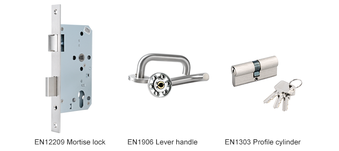 manilla de doble cilindro y palanca y cerradura de embutir