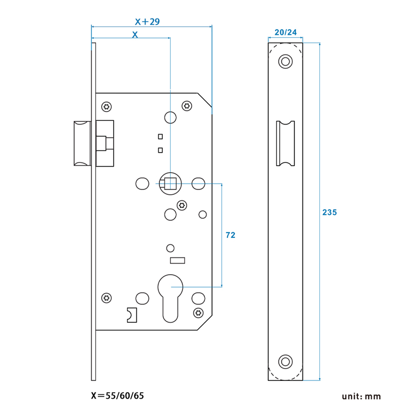 Passage Mortise Lock 72Zl