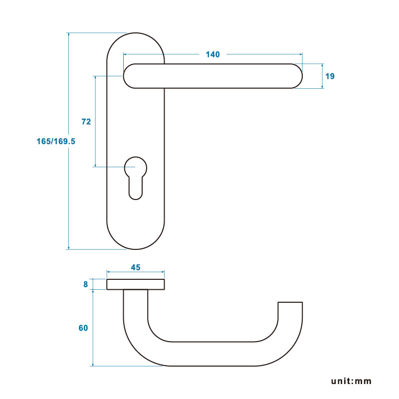 Mango de palanca de placa posterior SS2003