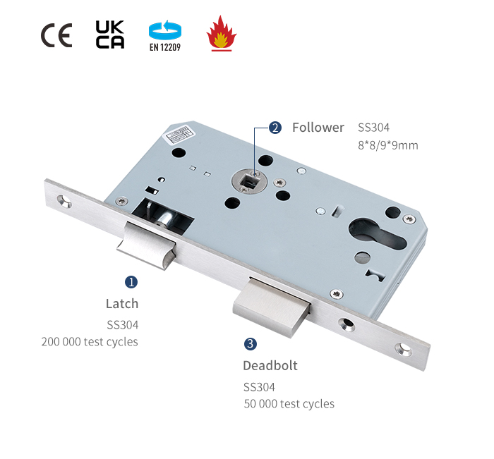 Detalles de la cerradura de puerta de embutir de escape 6072ZE