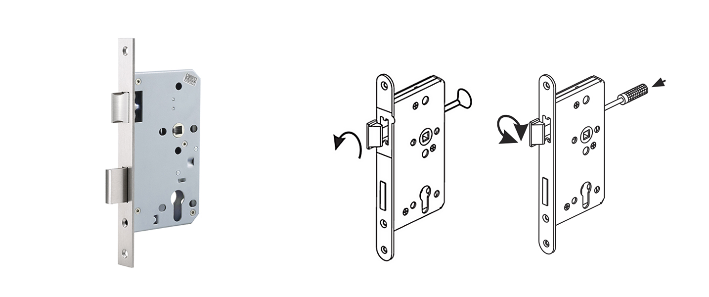 invertir un pestillo en una cerradura de embutir
