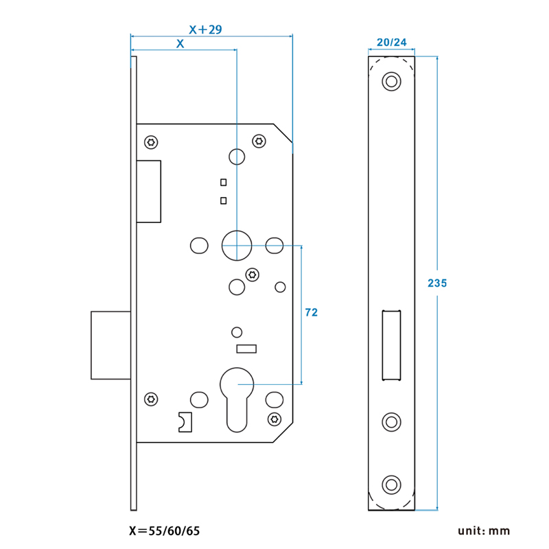 Bloqueo de Mortise Deadbolt 72Zd