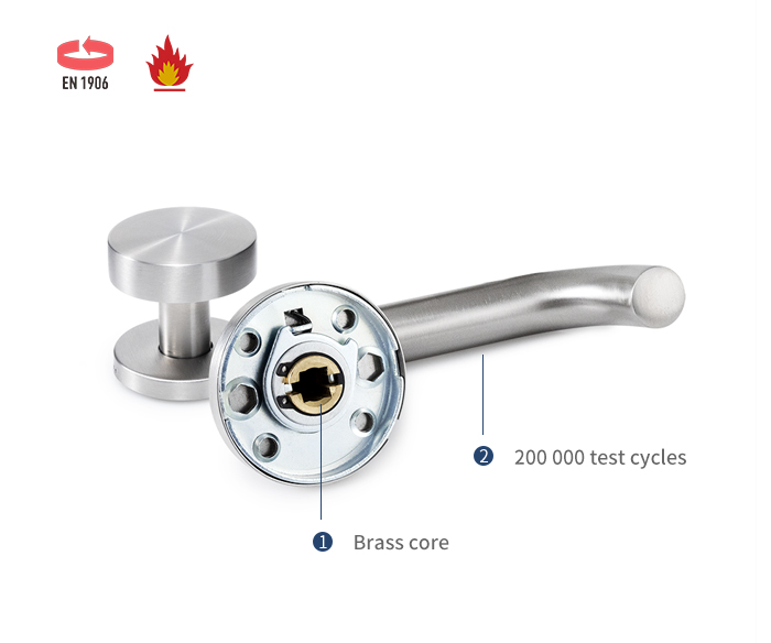 Detalles de la palanca de la palanca de la puerta y la perilla