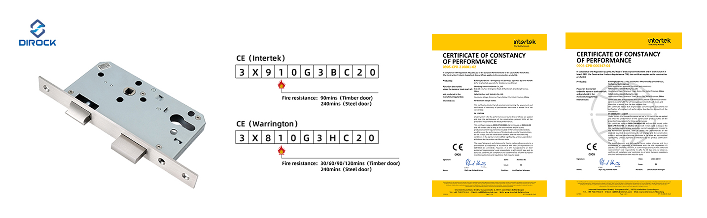 Cerradura de embutir resistente al fuego DIROCK CE