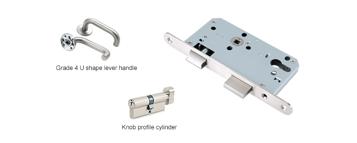 Juego de cerradura de embutir de escape con manilla de palanca de grado 4