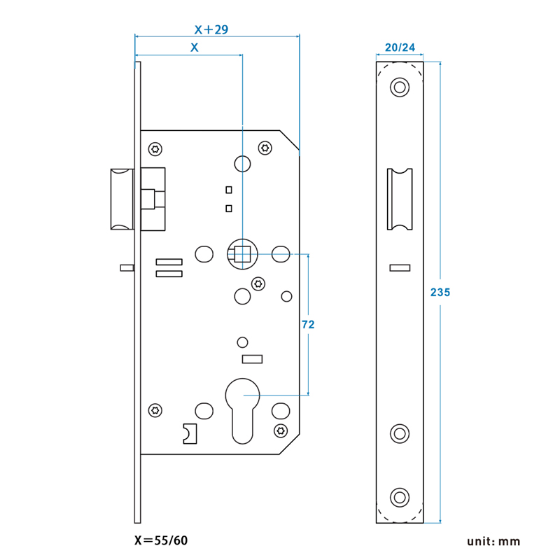 Night Latch Mortise Lock 72Zn