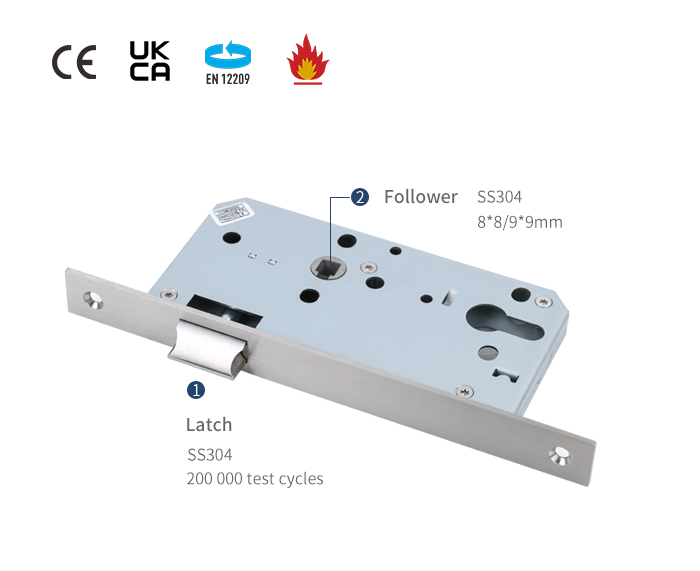 Detalles de la cerradura de puerta de embutir de paso 6072ZL