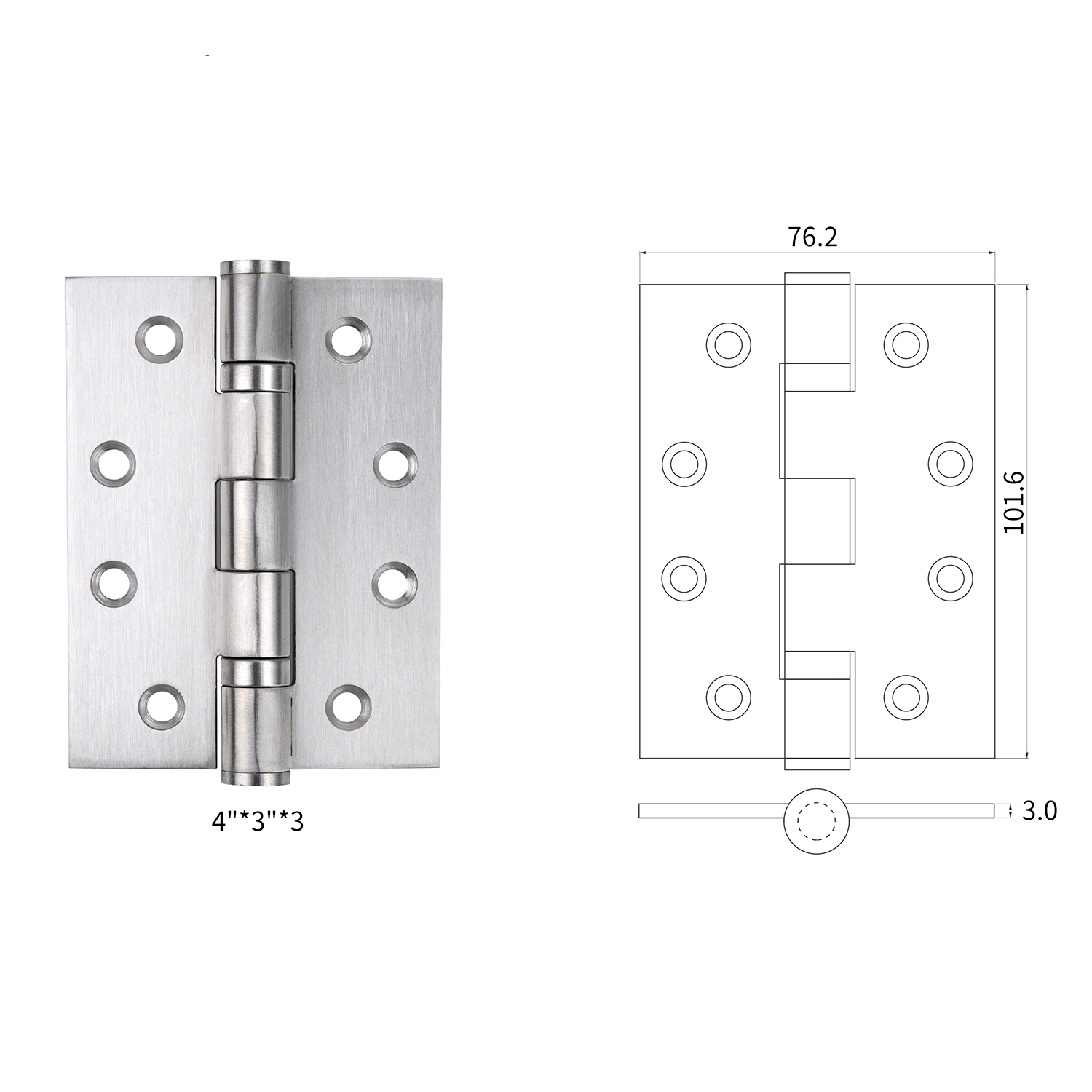 Bisagra de puerta cortafuego de acero inoxidable con rodamiento de bolas de grado 13 CE